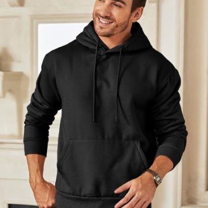 JMIERR Mens 2024 Casual Cotton Hooded Collar Drawstring Hoodies Pullover Sweatshirts Casual Long Sleeve Shirts